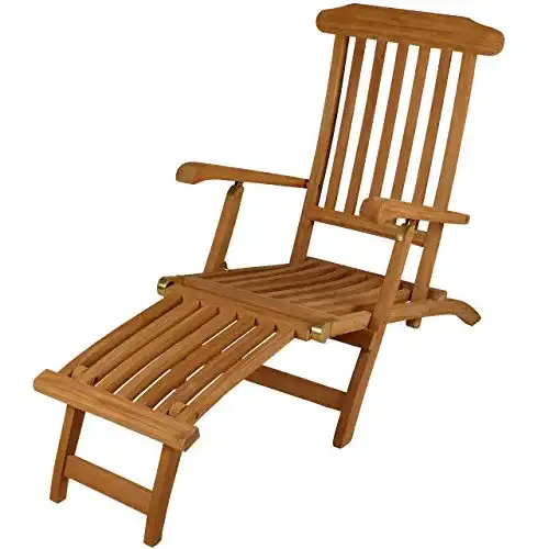 Deckchair Divero Liegestuhl Florentine Steamer Chair aus Teakholz