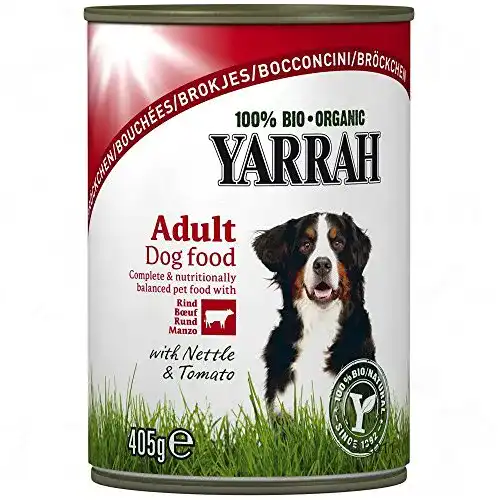 Bio-Hundefutter Yarrah mit Huhn und Rind für Hunde