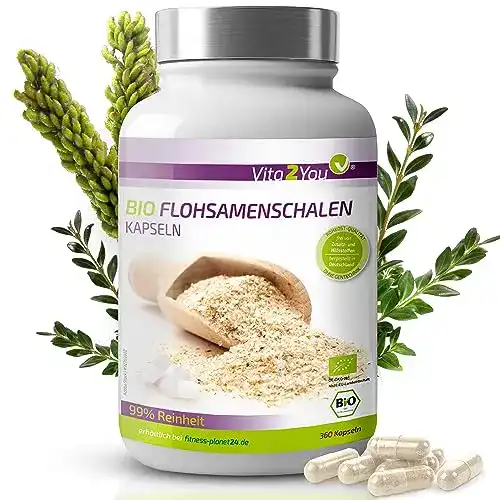 Flohsamenschalen Kapseln Vita2You Bio – 360 Kapseln, 750mg
