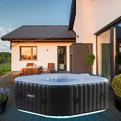 Arebos Whirlpool 154 x 154 cm mit LED-Beleuchtung und Massagedüsen