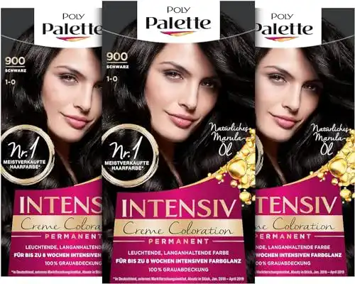 Schwarze Haarfarbe Palette Intensiv Creme Coloration 1-0/900