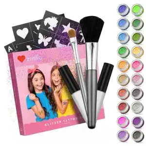 Glitzertattoos Zmilla Bio Glitzer Tattoo Set für Kinder mit 20 Farben