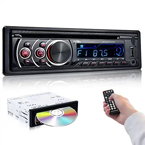 Podofo 1 Din Autoradio mit CD, DVD, Bluetooth und Freisprecheinrichtung