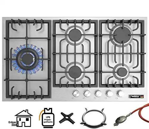 Gaskochfeld 90 cm Phönix PS-905L für Einbau und freistehende Nutzung