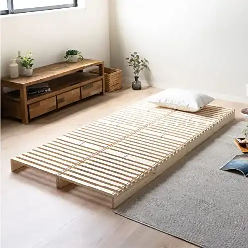 Palettenbett Emoor Futonbett Set mit 8 Holzpaletten (50 x 50 cm) Natur