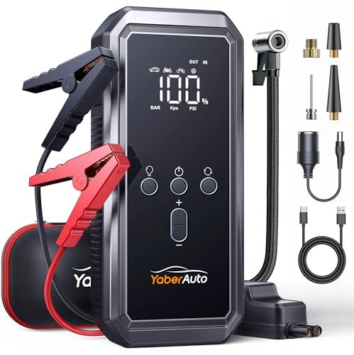 Starthilfe mit Kompressor YaberAuto Powerbank 150PSI