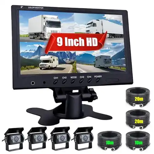 Rückfahrkamera Set mit 4 Kameras und 9 Zoll Monitor von CAMECHO