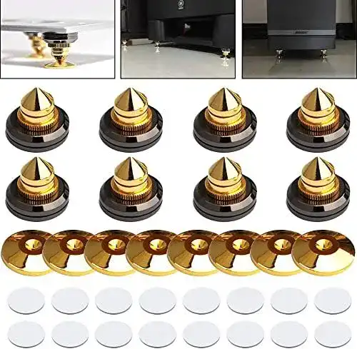 Lautsprecher Absorber Set mit vergoldeten Spikes und Bodenpolstern
