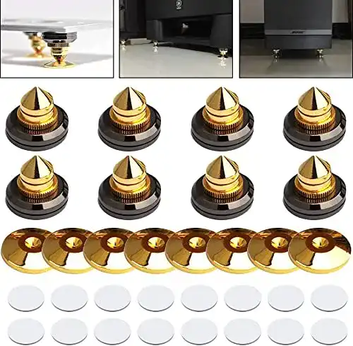 Lautsprecher Absorber Set mit vergoldeten Spikes und Bodenpolstern