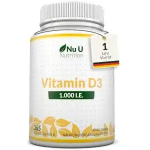 Vitamin D3 1000 I.E. Präparate von Nu U Nutrition im Vergleich
