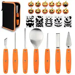 Kürbis Schnitzset Hoshin für Halloween 7-teiliges Werkzeugset mit Schablonen