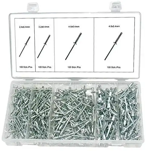 Aluminium Blindnieten Sortiment mit Stahlstift – 400-teilig