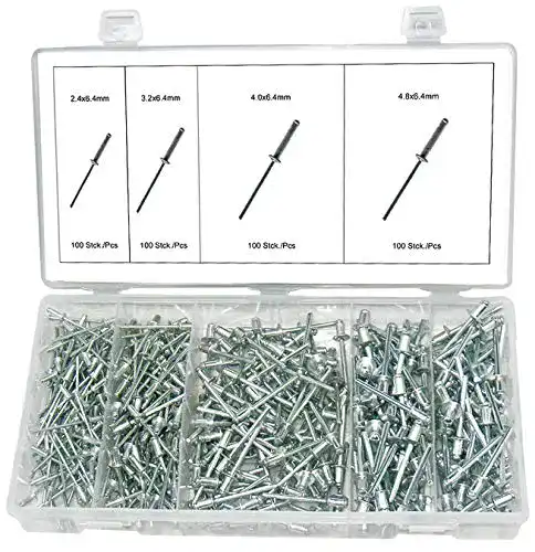 Aluminium Blindnieten Sortiment mit Stahlstift – 400-teilig