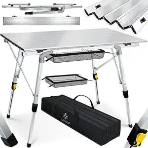 Faltbarer Campingtisch Kesser mit Aluminiumrahmen und praktischer Netztasche