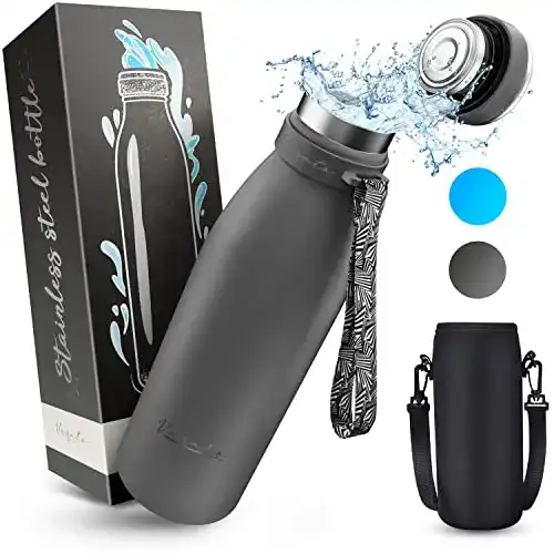 Vezato Edelstahl Trinkflasche spülmaschinenfest 750 ml auslaufsicher