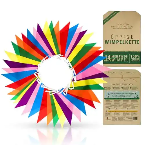 Wimpelkette Premium wiederverwendbar für Garten und Innenräume