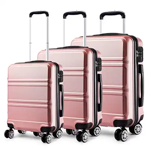 Kono 3-teiliges Kofferset in Roségold mit Hartschale und TSA-Schloss