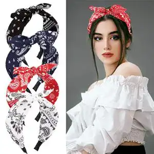 Haarreif Set mit 4 Vintage Stirnbändern im Paisley Design für Damen