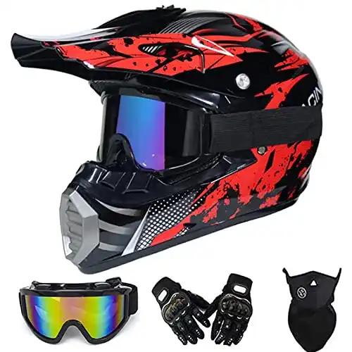 Crosshelm für Kinder Vomi Motorradhelm Fullface MTB in Rot