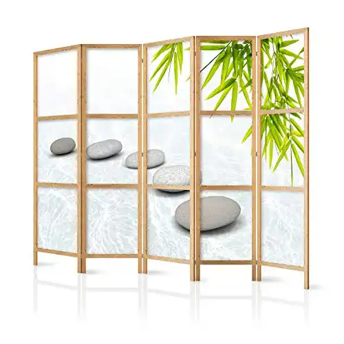 Paravent murando XXL Spa Zen Orient 225×171 cm 5-teilig als Sichtschutz
