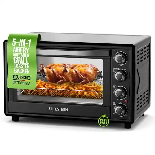 Minibackofen mit Drehspieß Stillstern und Umluft 35L