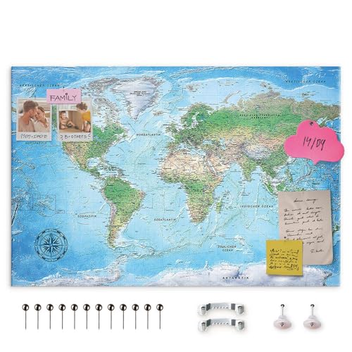 Weltkarte Decomonkey 120×80 cm Politische Pinnwand in Deutsch