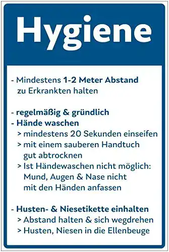 Hygieneregeln Schild 300×200 mm für COVID-19 Hinweise