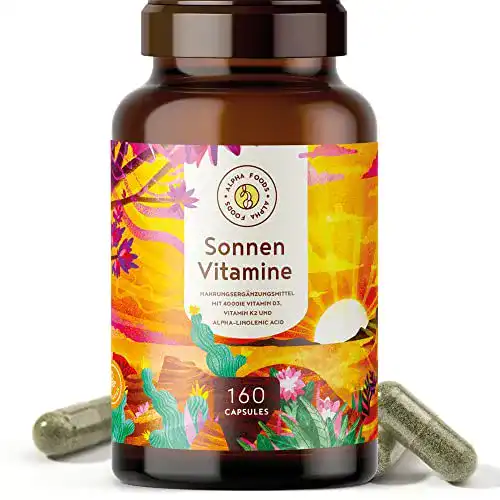 Vitamin D3 und K2 Nahrungsergänzungsmittel von Alpha Foods, hochdosiert