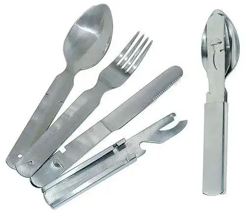 Campingbesteck für Reisen – Edelstahl 5-in-1 Set für Outdoor-Aktivitäten