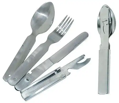 Campingbesteck für Reisen – Edelstahl 5-in-1 Set für Outdoor-Aktivitäten