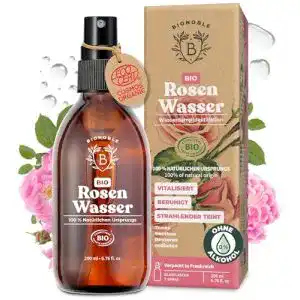 Bionoble Rosenwasser Bio 200ml – 100% reines Hydrolat aus Damaszener-Rosen