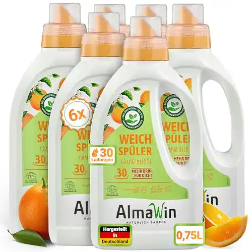 Almawin Vegan Weichspüler mit Orangenblüten-Duft, 6x750ml