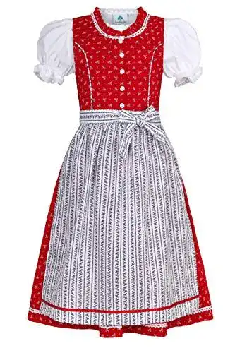 Dirndl Kinder Isar-Trachten Kinderdirndl Ida in Rot oder Pink, Größe 110