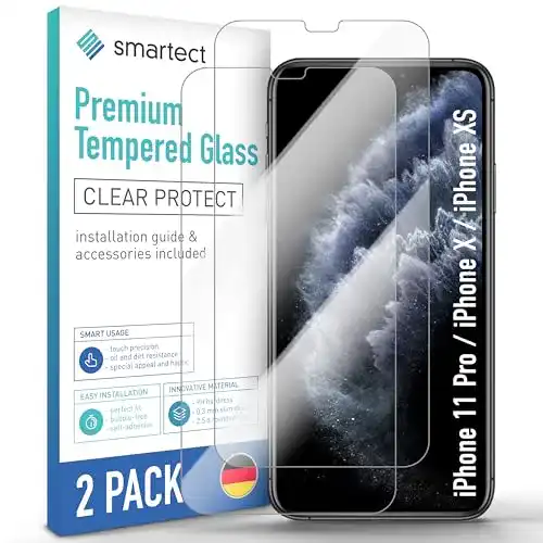 Smartect Panzerglas für iPhone 11 Pro – 2 Stück, klar, HD Schutzfolie