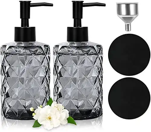 Seifenspender Omisua Schwarz aus Glas für Badezimmer und Küche, nachfüllbar
