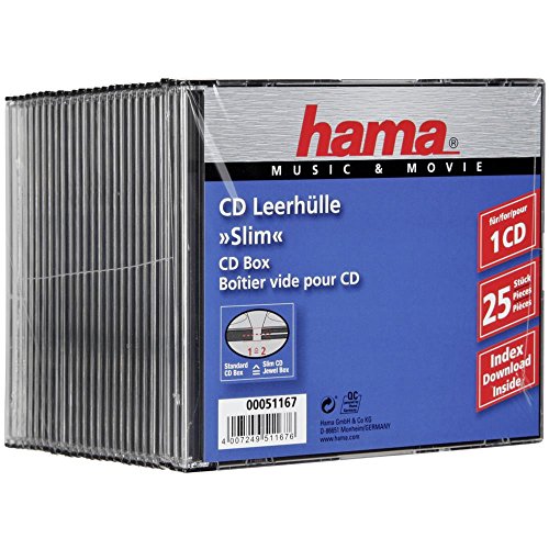 CD-Hüllen Hama Slim Box Schwarz/Transparent im 25er Pack