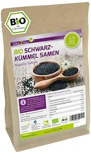 Vita2You Bio Schwarzkümmelsamen 1000g – Ägyptische Qualität