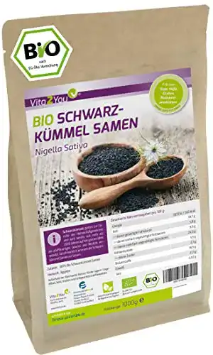 Vita2You Bio Schwarzkümmelsamen 1000g – Ägyptische Qualität