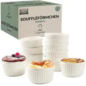 Crème Brûlée Set Chefarone Soufflé Förmchen 10er Set Weiß