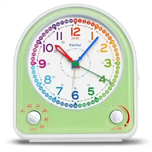 Kinderwecker ohne Ticken Eachui mit Schlummerfunktion und Nachtlicht