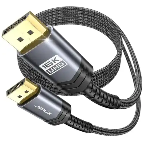 DisplayPort Kabel 2.1 von Jsaux, 1 Meter Länge, für Monitor und Laptop