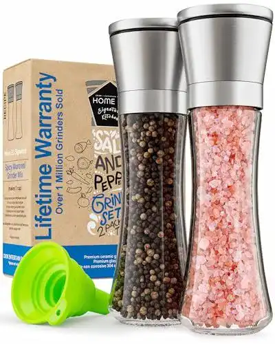 Pfeffermühlen Set von HOME EC aus Glas und Edelstahl