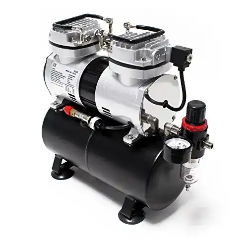 Airbrush Kompressor Wiltec AS196 mit Lufttank und 6 bar Druck