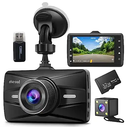 ZhiRoad Dashcam für Front- und Heckaufnahmen im Auto