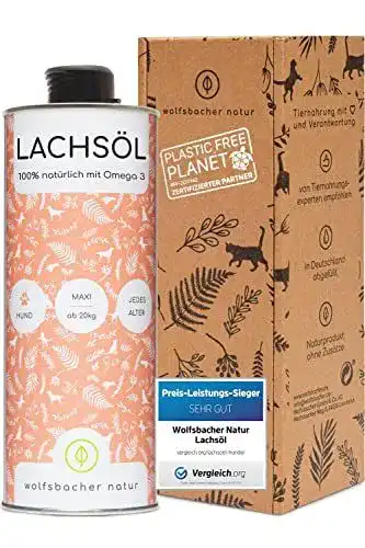 Lachsöl für Hunde Wolfsbacher 1 Liter – Hochwertiges Ergänzungsmittel