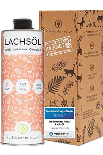 Lachsöl für Hunde Wolfsbacher 1 Liter – Hochwertiges Ergänzungsmittel