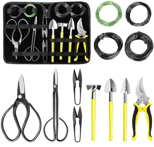 Bonsai Werkzeug Set von MOSFiATA, 13-teiliges Set für die Bonsai-Pflege