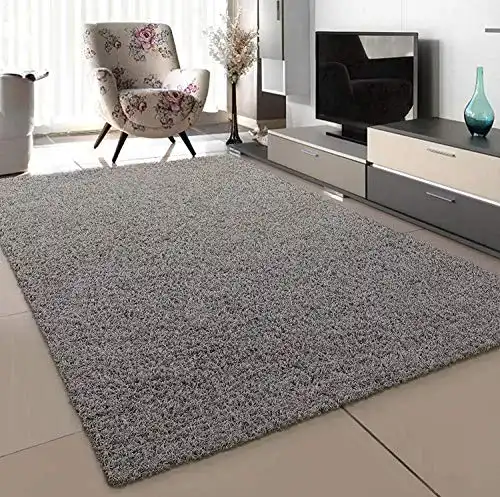 Wohnzimmer Teppich Sanat aus Polypropylen in Hellgrau
