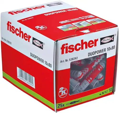 Dübel Fischer DuoPower 10 x 80, Grau, Universal, leistungsstark