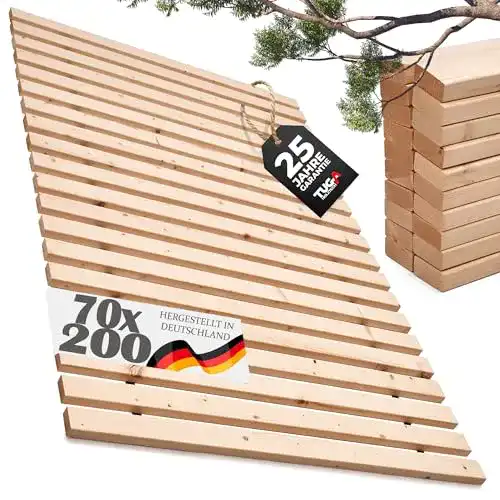 Lattenrost 70 x 200 cm von TUGA Holztech – Rollrost mit 29 mm Lamellen und 500 kg Belastbarkeit